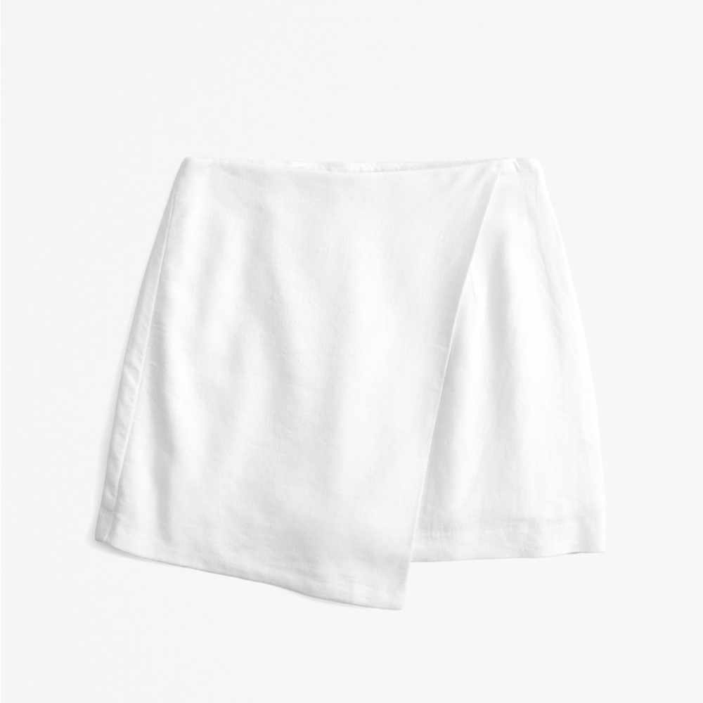 Abercrombie & Fitch Scarlett Linen-Blend Wrap Mini Skort
